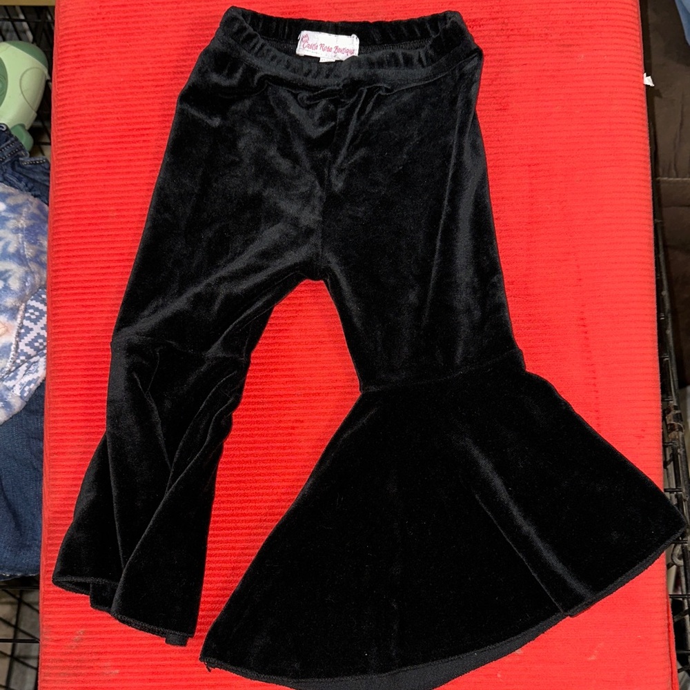 Toddler Black Velvet Flare Pants